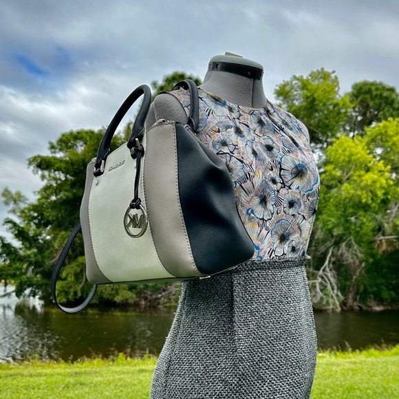 MICHAEL Michael Kors Sutton Stripe Convertible Medium Saffiano Leather Satchel - Picture 3 of 16